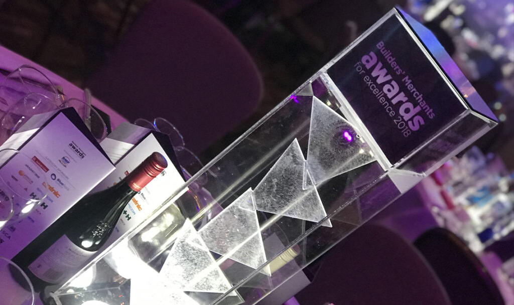 Builders' Merchants Awards for Excellence 2018 glass table centrepiece