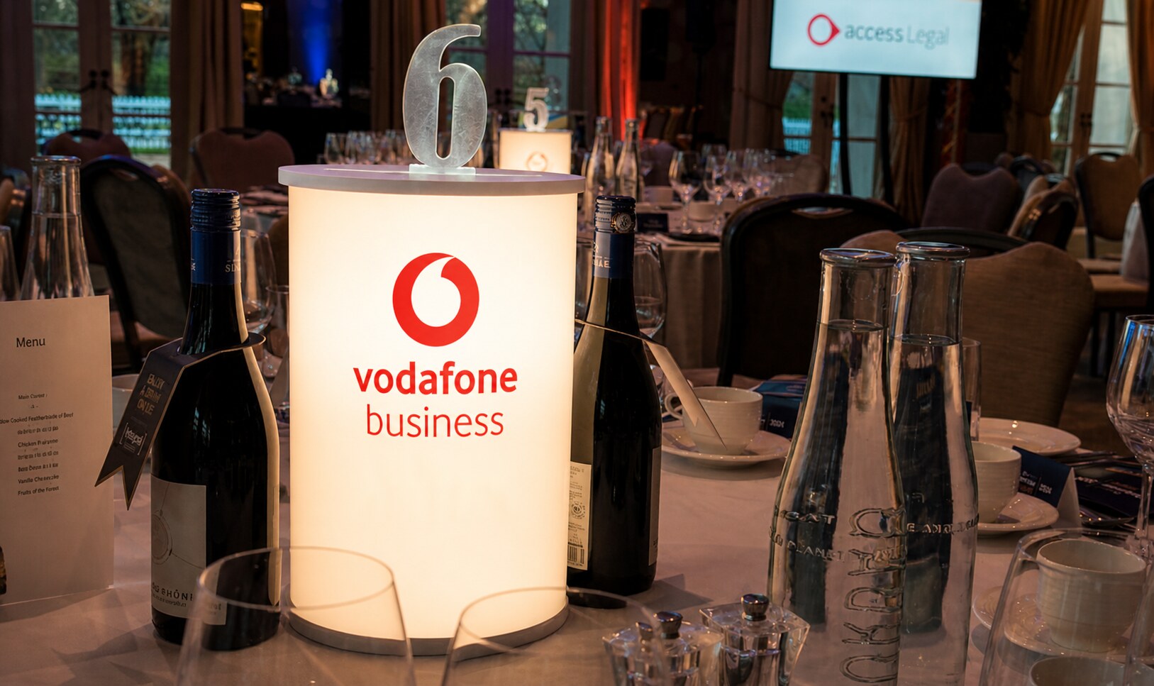 Vodafone Business illuminated table number centrepiece